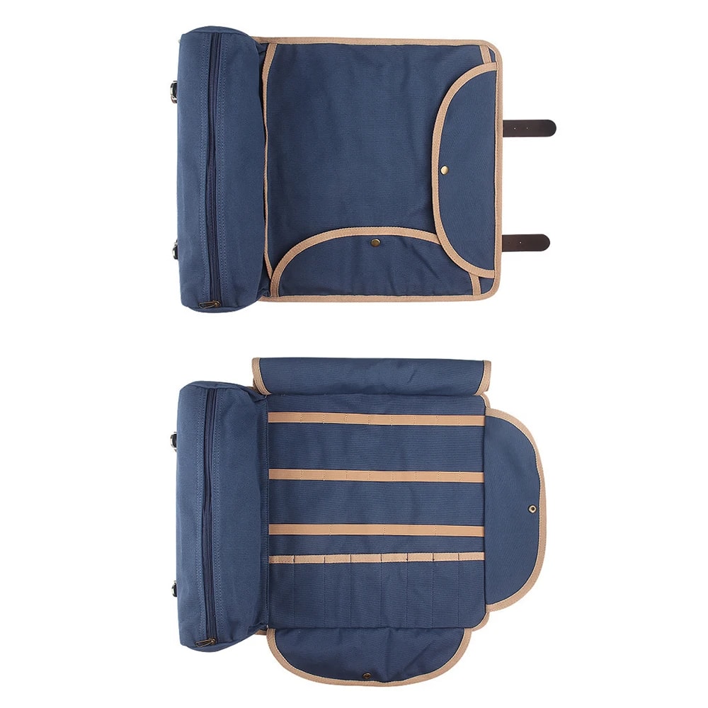 Travel bar tool kit with cocktail set, travel bartender kit, portable bar roll with shoulder strap and accessories