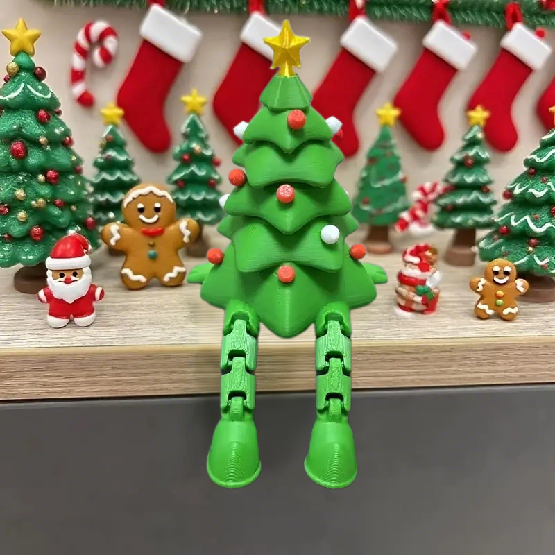 Christmas Tree Ornament with Movable Joint, Printed Christmas Ball, Festive Christmas Decorations, Tabletop Display