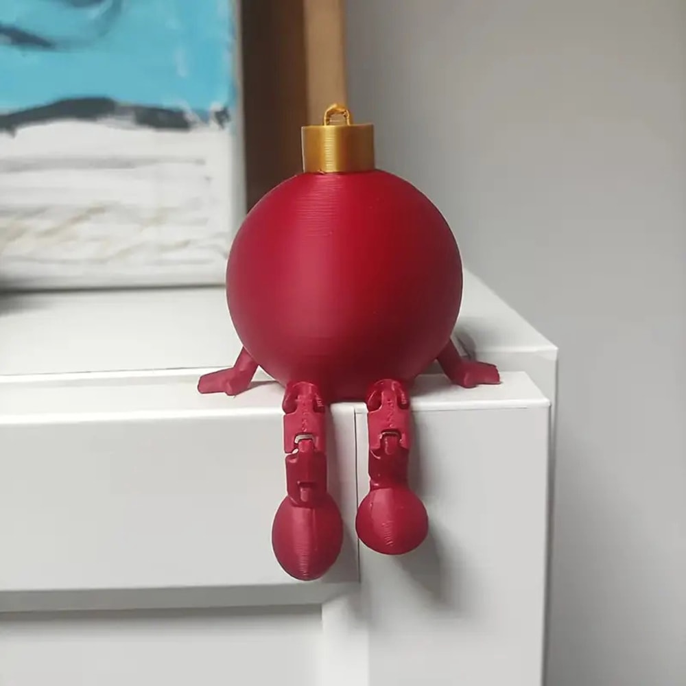 Christmas Tree Ornament with Movable Joint, Printed Christmas Ball, Festive Christmas Decorations, Tabletop Display