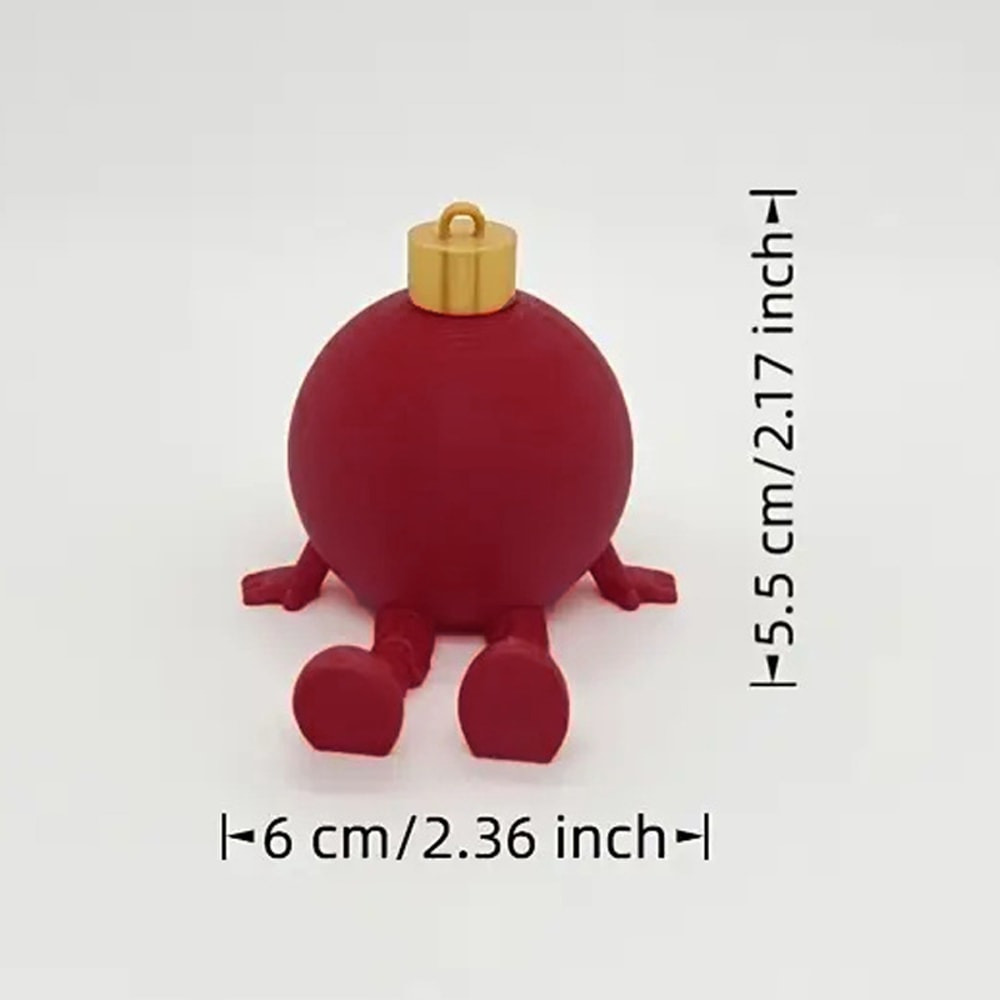 Christmas Tree Ornament with Movable Joint, Printed Christmas Ball, Festive Christmas Decorations, Tabletop Display