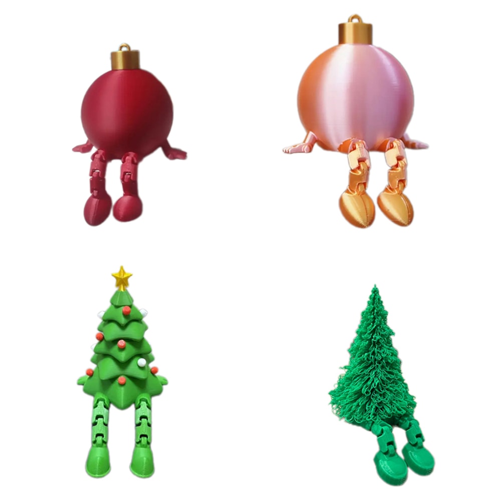 Christmas Tree Ornament with Movable Joint, Printed Christmas Ball, Festive Christmas Decorations, Tabletop Display