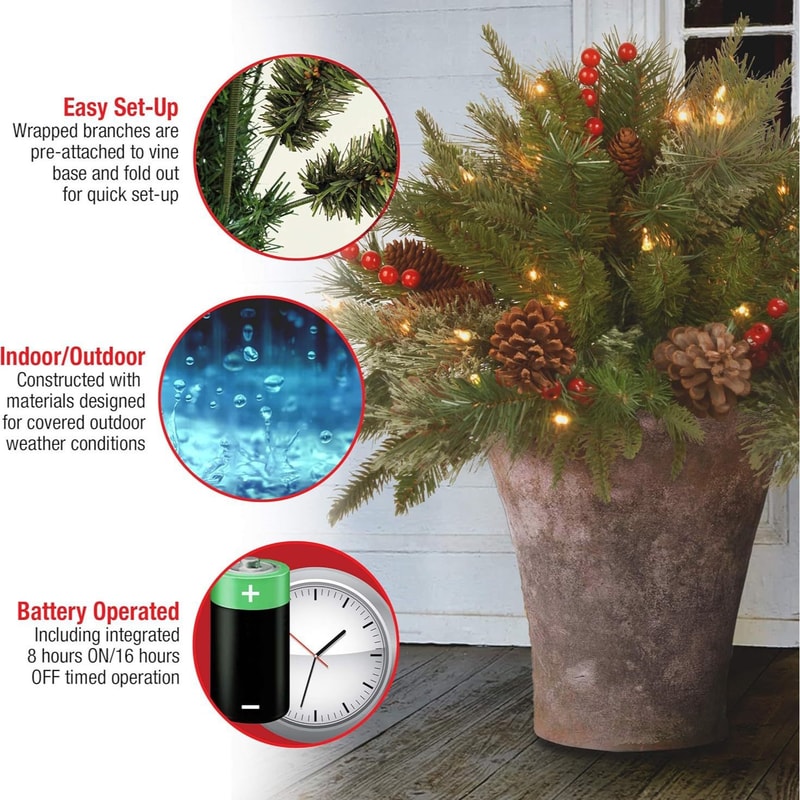 Luminous Christmas Tree Decorations, Floor-Mounted Outdoor Christmas Decor with Simulated Artificial Pine Needles