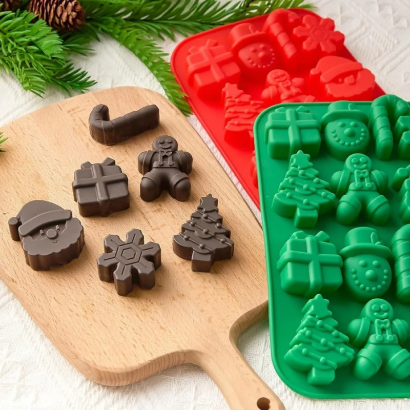 Gingerbread Man Santa Claus Cane Cookie Mold, Christmas Tree Baking Ice Tray
