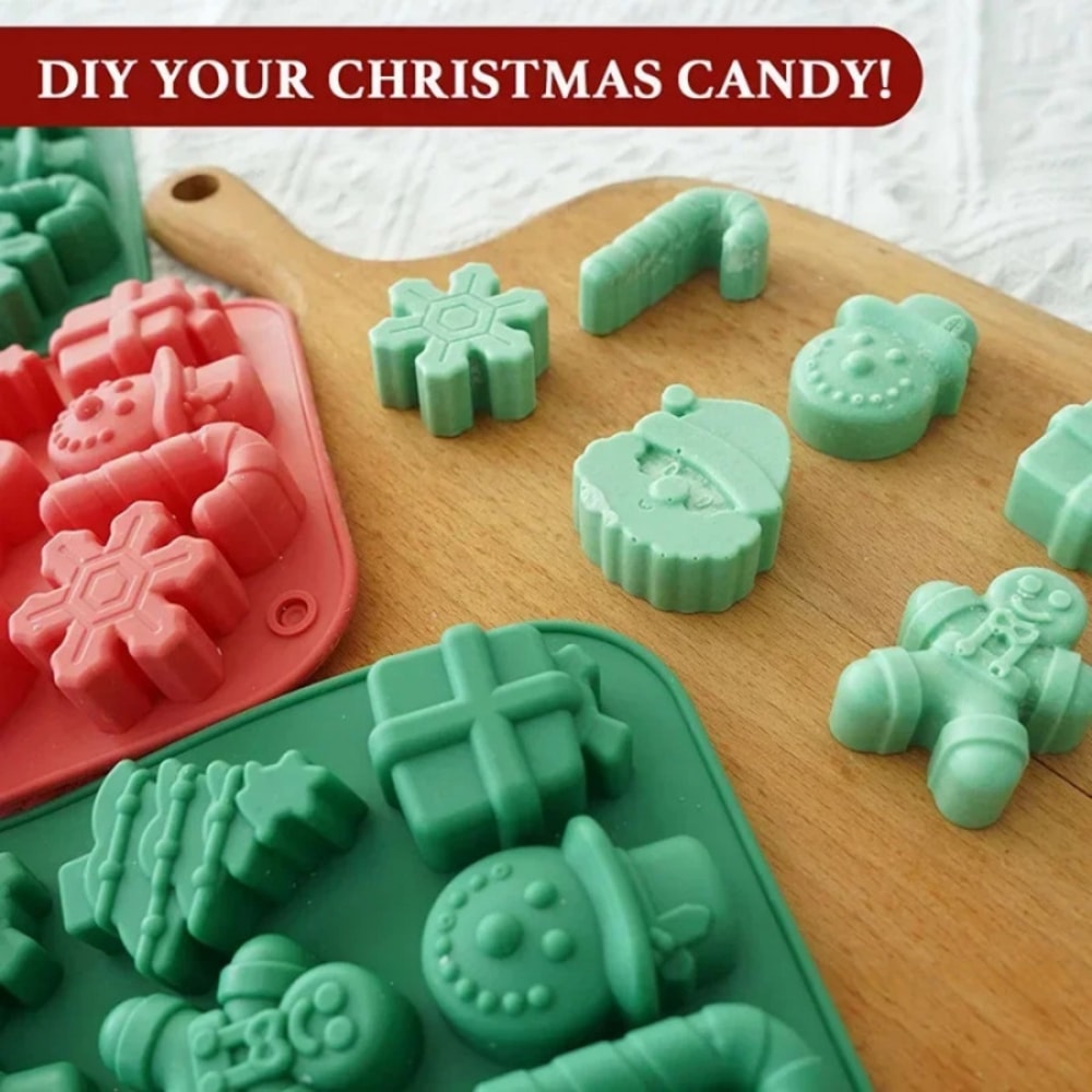Gingerbread Man Santa Claus Cane Cookie Mold, Christmas Tree Baking Ice Tray