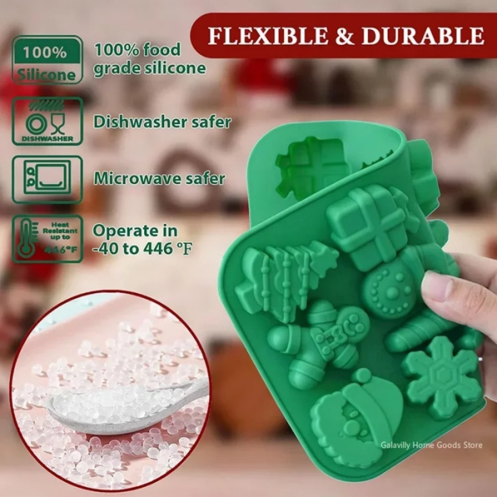 Gingerbread Man Santa Claus Cane Cookie Mold, Christmas Tree Baking Ice Tray