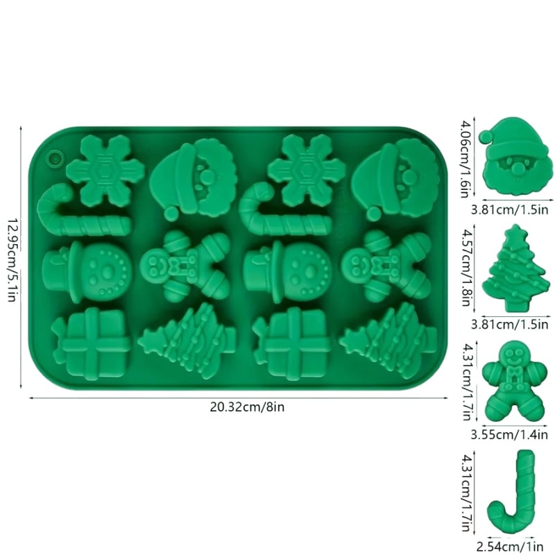 Gingerbread Man Santa Claus Cane Cookie Mold, Christmas Tree Baking Ice Tray