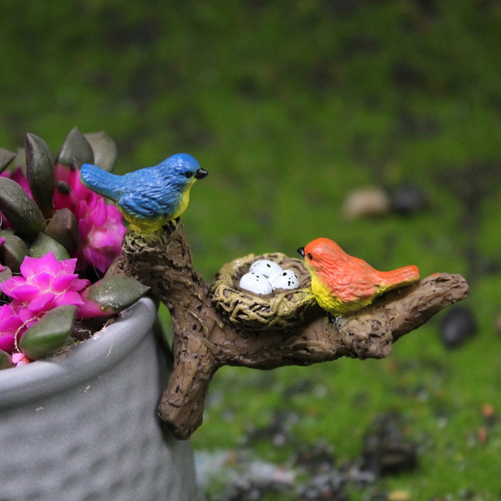 Mini Bird Pendant Succulent Flower Pot, Bonsai Bird's Nest Decoration, Outdoor Micro Landscape Garden, Fish Tank