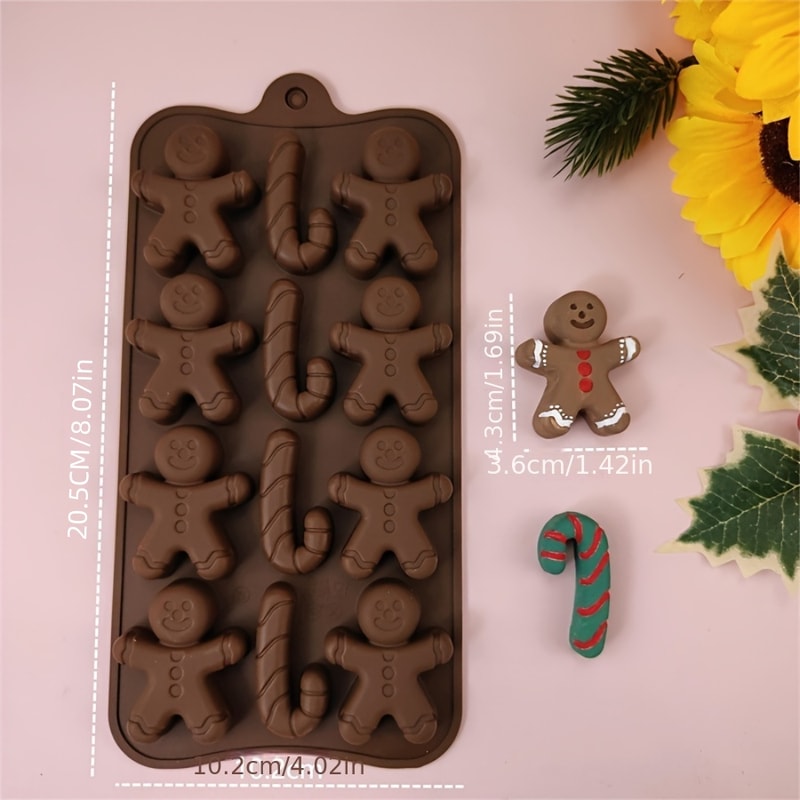 Gingerbread Man Cane Chocolate Molds Cookie Molds Home Baking Ice Tray Molds 1