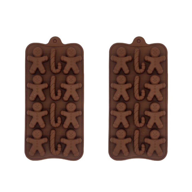 Gingerbread Man Cane Chocolate Molds Cookie Molds Home Baking Ice Tray Molds 5