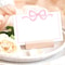 Writable Wedding Guest Name Seat Cards, Pink Bow Seat Card, Birthday Tea Party Table Decor Greeting Card