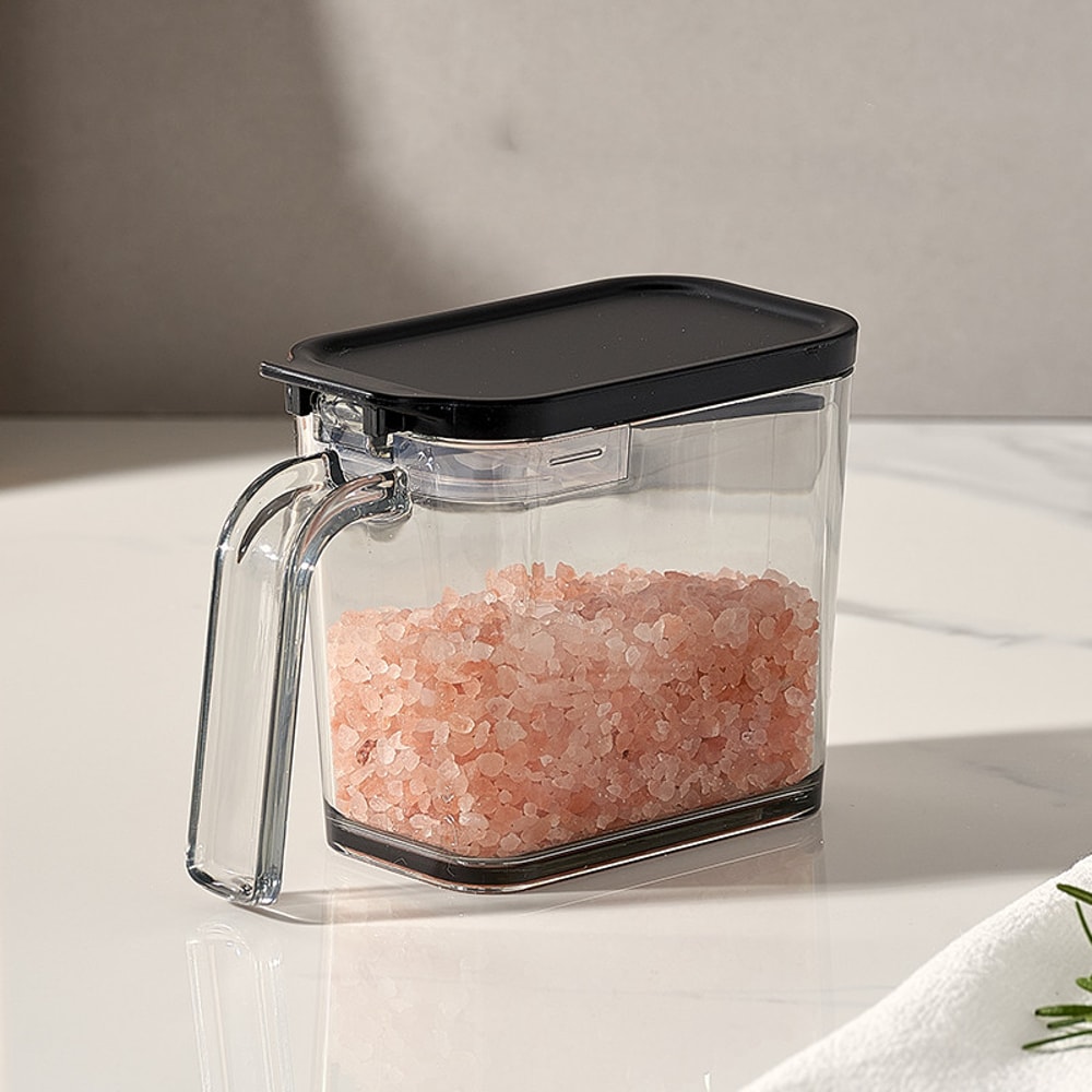 Household Seasoning Box with Spoon, Moisture-Proof MSG Salt Storage Bottle, Kitchen Organizer