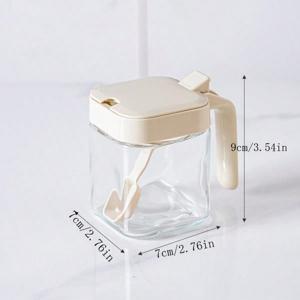 Glass Spice Boxes, Seasoning Jar with Spoon, Salt Shaker Container for Sugar, Pepper, and Spices