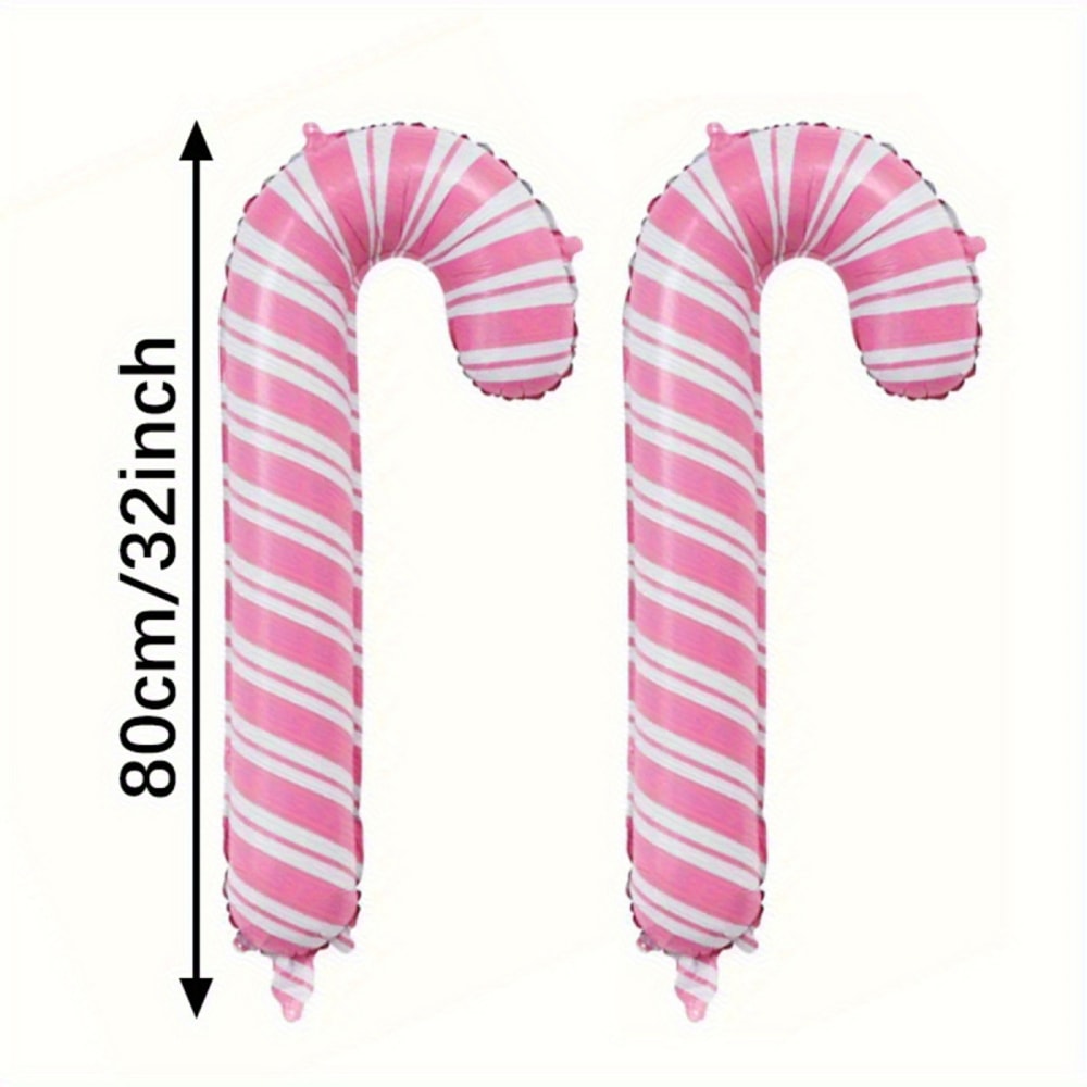 Wind Pink Christmas Party Decoration, Large Pink and White Cane Balloon for Birthday Wedding, Aluminum Film Balloon