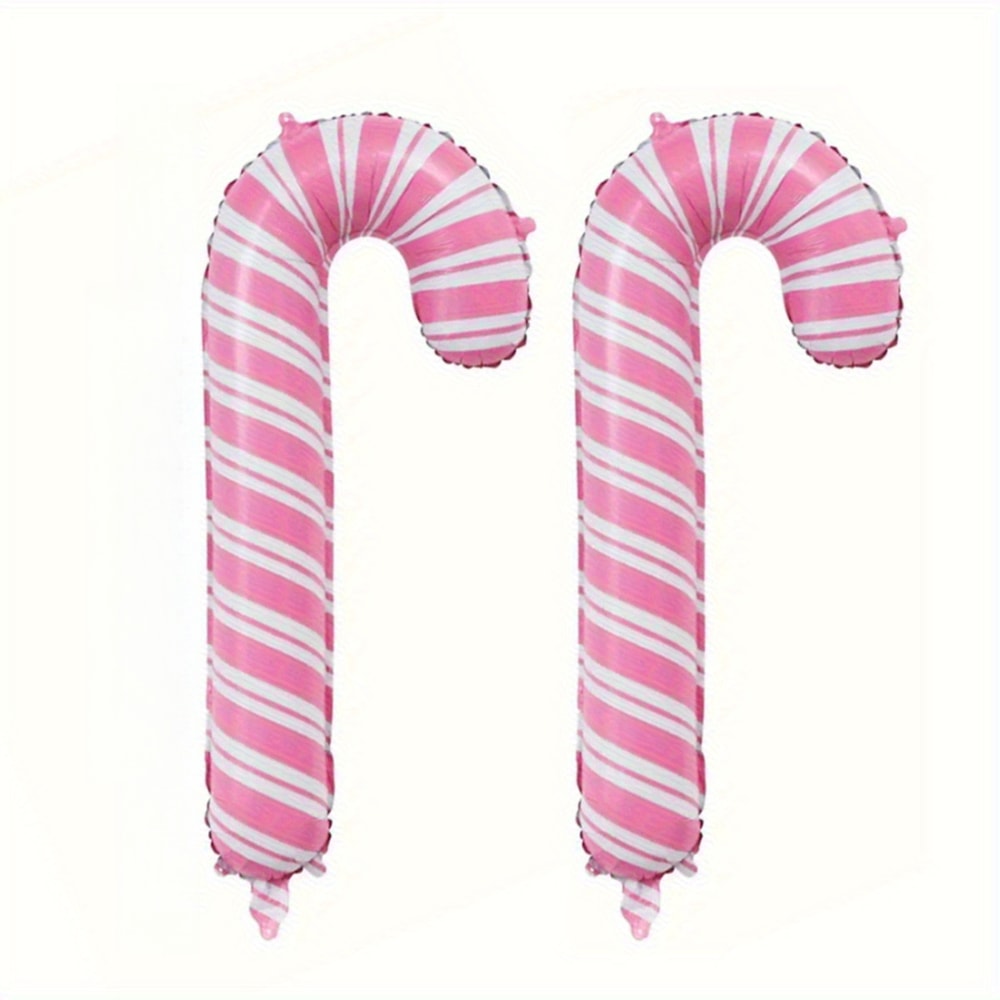 Wind Pink Christmas Party Decoration, Large Pink and White Cane Balloon for Birthday Wedding, Aluminum Film Balloon