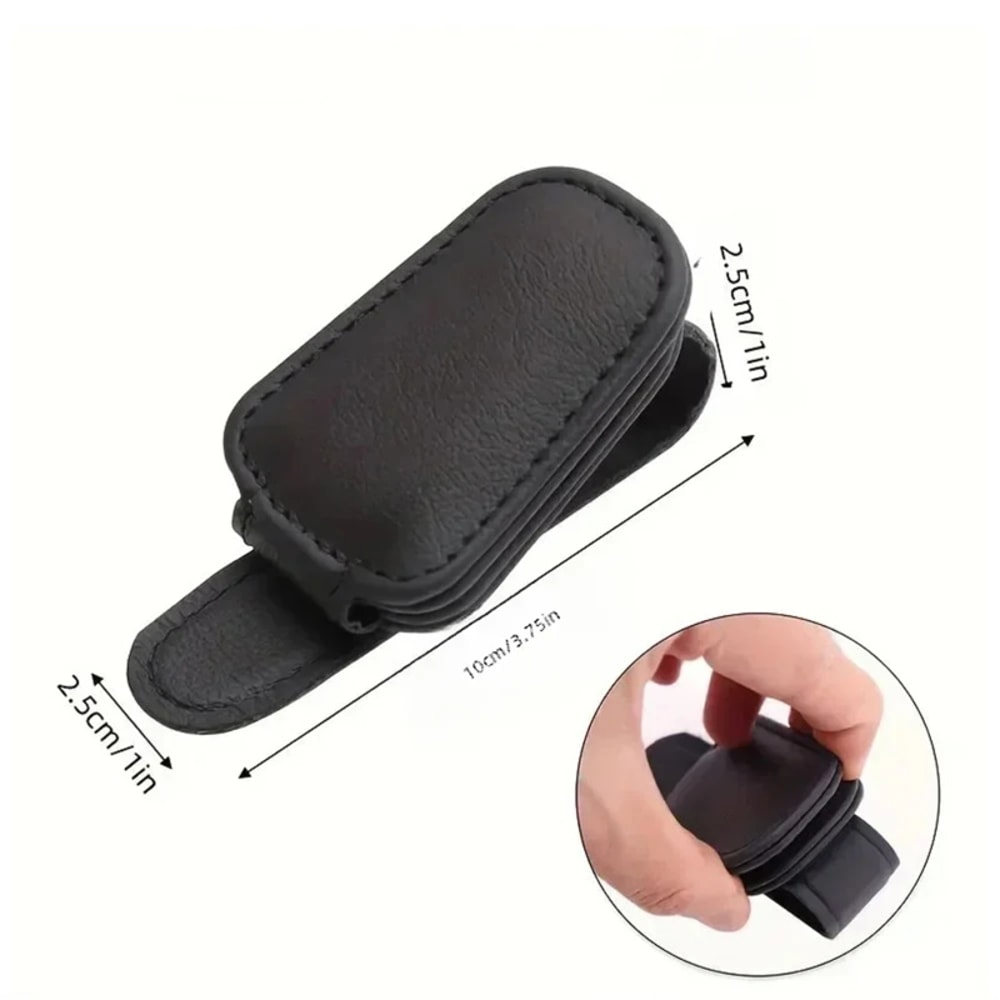 Sunglasses Glasses Clip, Multifunctional Leather Car Visor Clip Holder, Auto Sun Visor Accessory