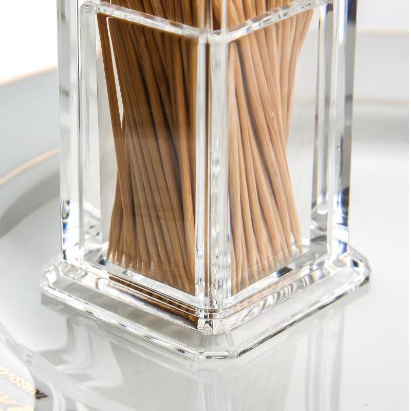 High-end Transparent Toothpick Holder, Creative Rectangular Storage Box, Thickened Design for Durability