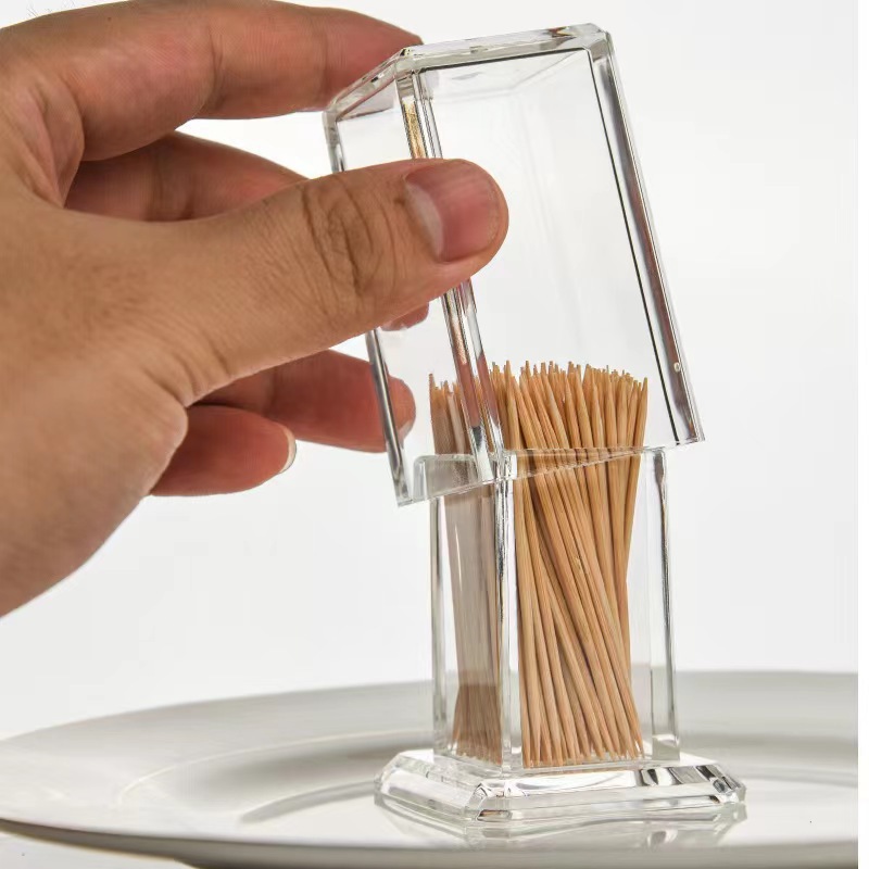 High-end Transparent Toothpick Holder, Creative Rectangular Storage Box, Thickened Design for Durability