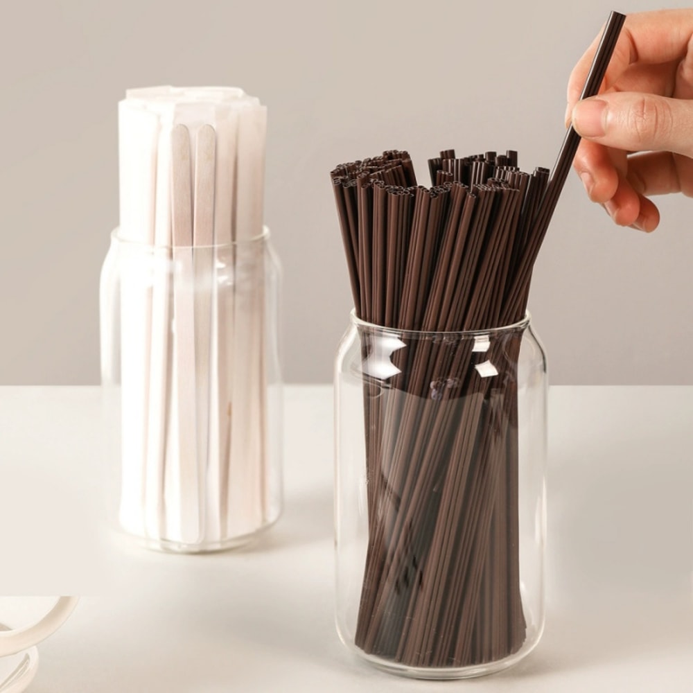 Individually Packaged Wooden Coffee Stirring Sticks, Disposable Three-Hole Straws for Hot Drinks, Cold Drinks, Juice