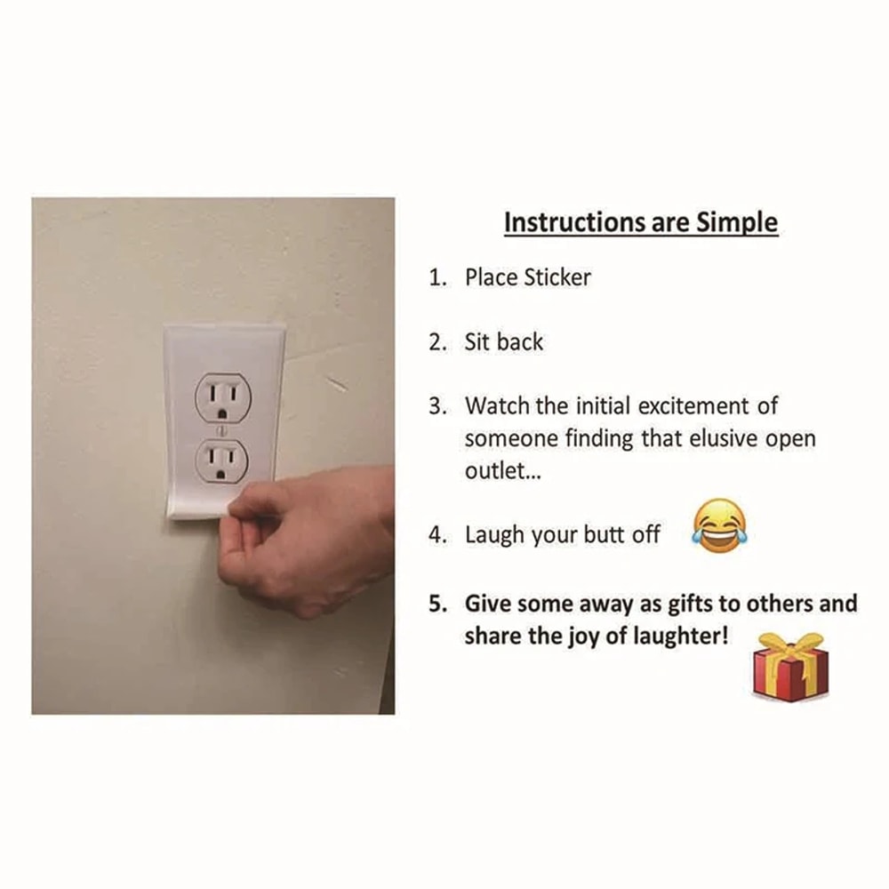 Prank Wall Decals, Joke Socket Outlet Stickers, Home Office Decor Gadget