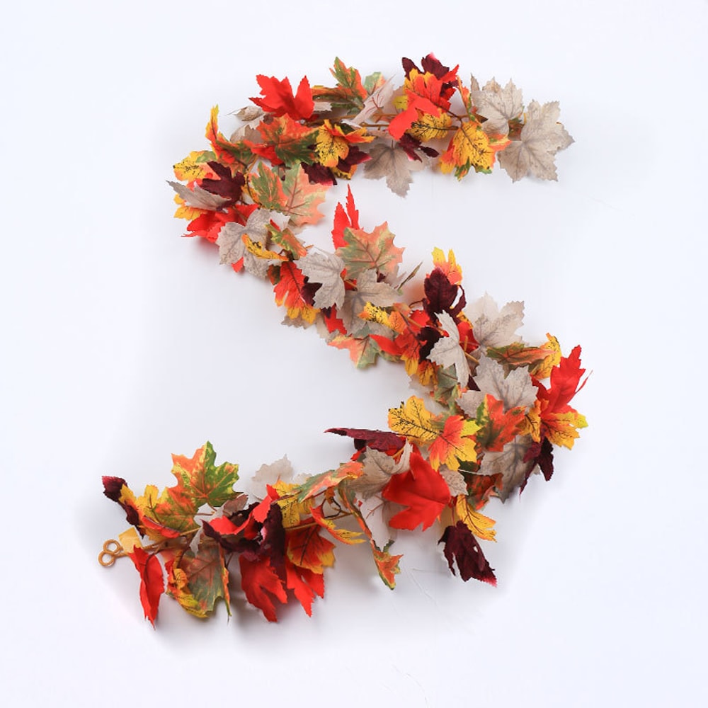 Autumn Decor, Artificial Maple Leaf Garland, Fake Fallen Leaves for Thanksgiving, Halloween, Wedding, Xmas, Festivals