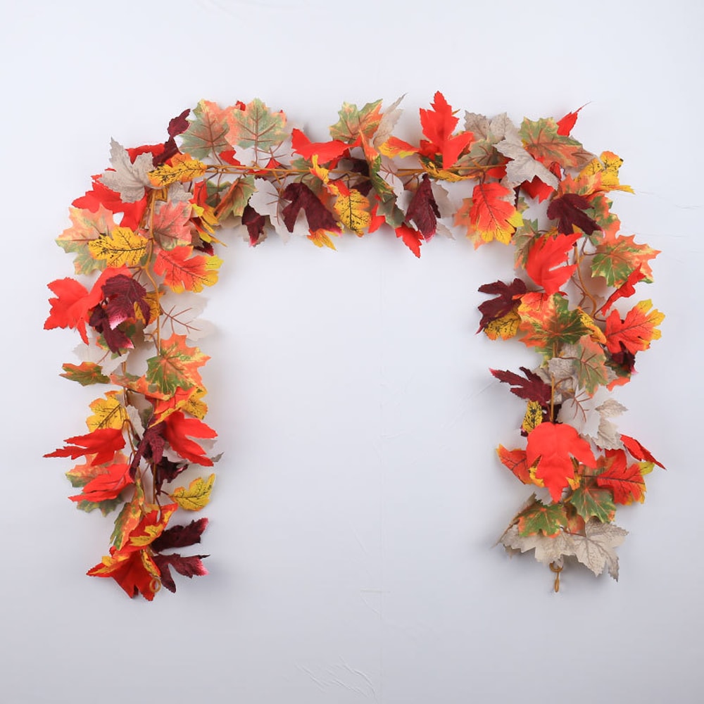 Autumn Decor, Artificial Maple Leaf Garland, Fake Fallen Leaves for Thanksgiving, Halloween, Wedding, Xmas, Festivals