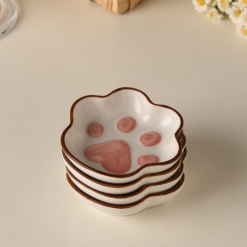 Cartoon Cat Paw Dish for Mustard, Soy Sauce, Tomato Sauce, Salad, Cute Home Dipping Plate