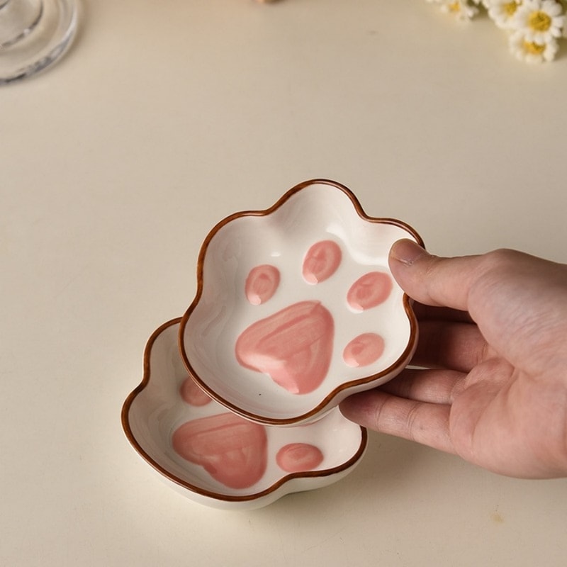 Cartoon Cat Paw Dish for Mustard, Soy Sauce, Tomato Sauce, Salad, Cute Home Dipping Plate