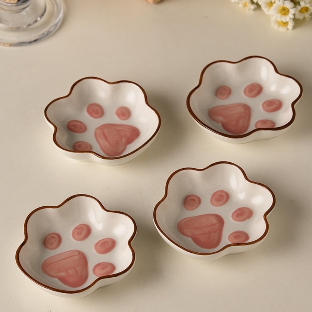 Cartoon Cat Paw Dish for Mustard, Soy Sauce, Tomato Sauce, Salad, Cute Home Dipping Plate