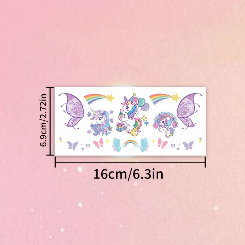 Cute Rainbow Unicorn Temporary Tattoos, Face & Body Stickers for Parties, Music Festivals, Birthday Gifts