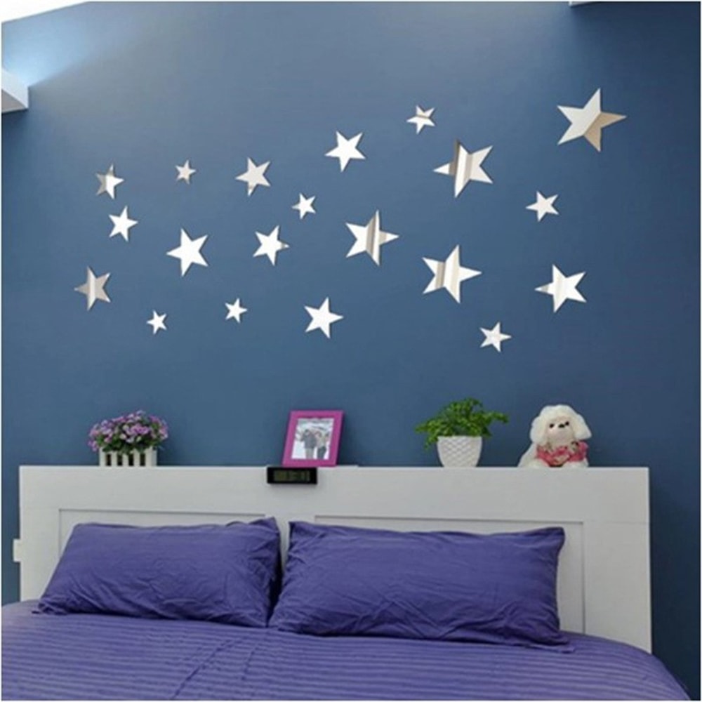 Self-Adhesive Acrylic Wall Decals, Mirror Star Wall Stickers for Office, Cafe, Restaurant, Shop Decor