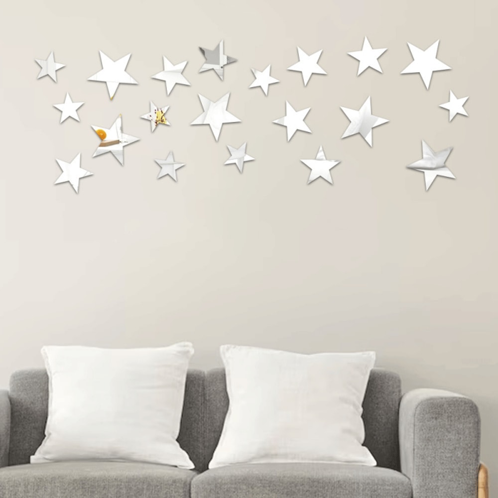 Self-Adhesive Acrylic Wall Decals, Mirror Star Wall Stickers for Office, Cafe, Restaurant, Shop Decor