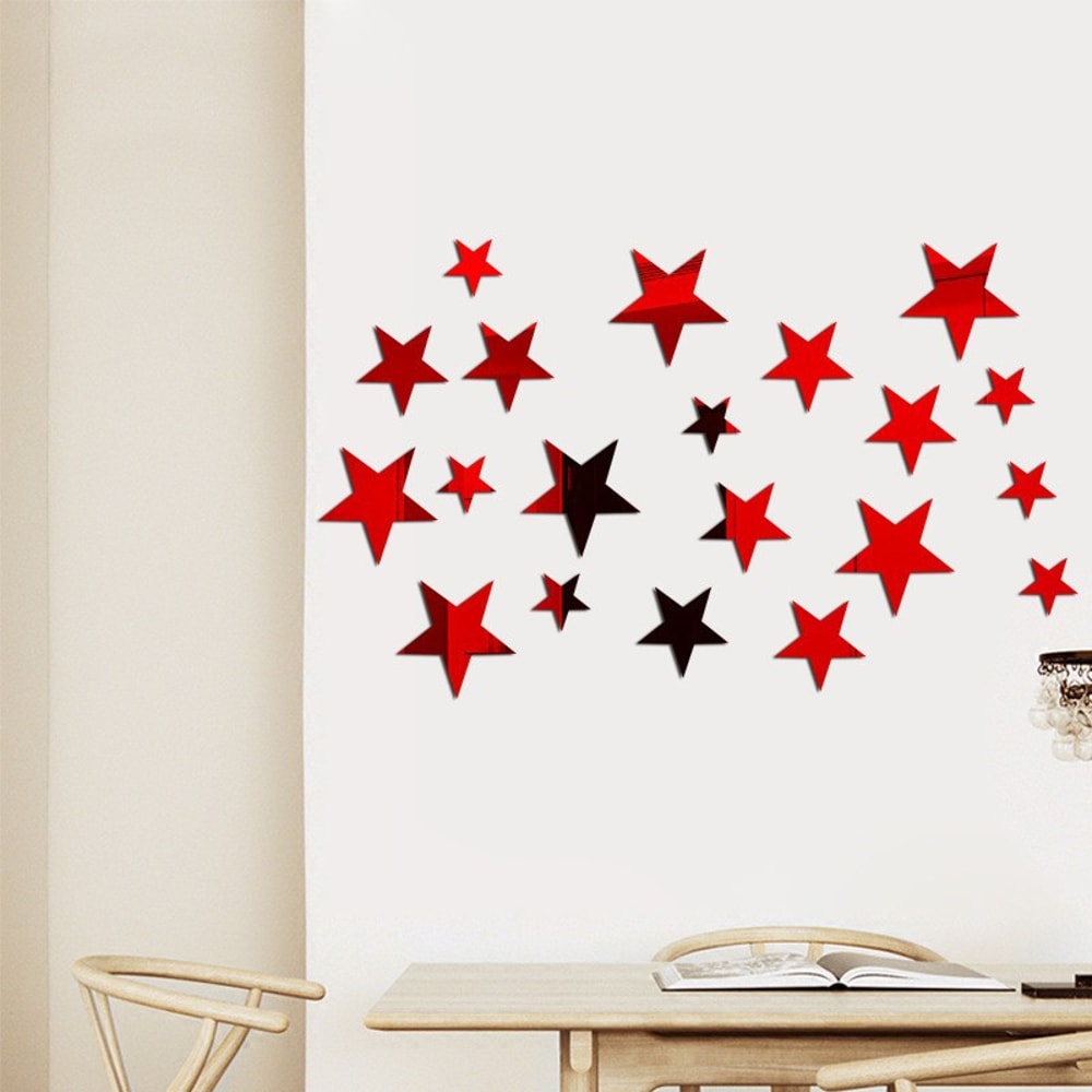 Self-Adhesive Acrylic Wall Decals, Mirror Star Wall Stickers for Office, Cafe, Restaurant, Shop Decor