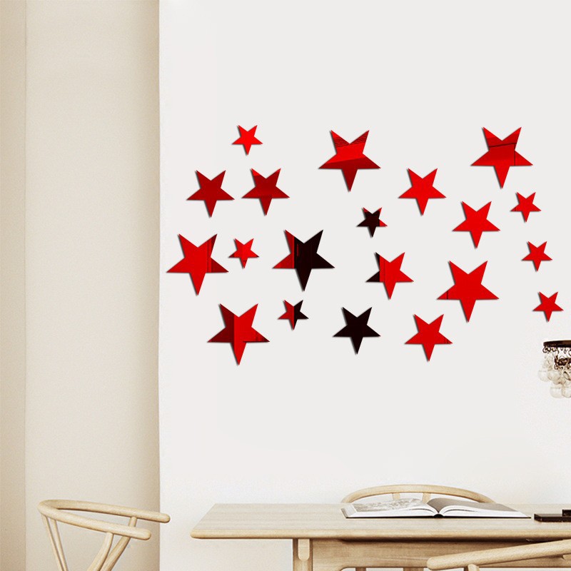 Self-Adhesive Acrylic Wall Decals, Mirror Star Wall Stickers for Office, Cafe, Restaurant, Shop Decor