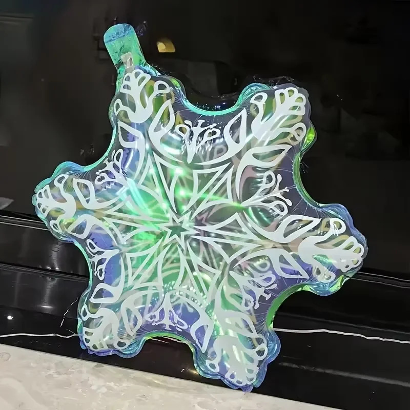 Winter Festival Transparent Colorful Snowflake Aluminum Foil Balloons, Christmas New Year Party Decorations