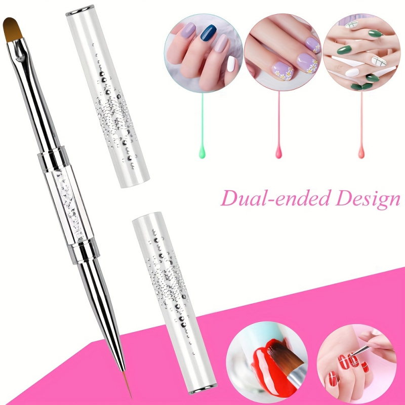 Stainless Steel Gel Brush for Builder, Rhinestone Handle Nail Brush, Nail Art & Color Mixing