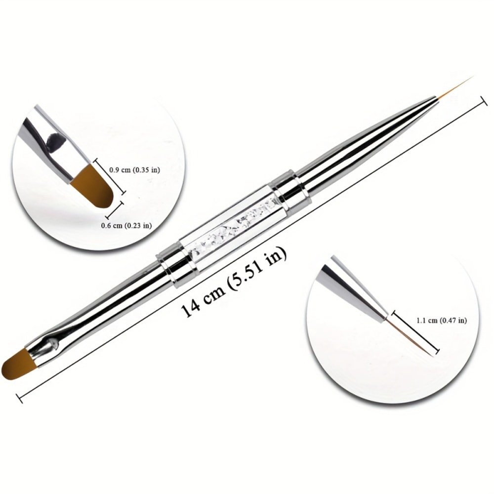 Stainless Steel Gel Brush for Builder, Rhinestone Handle Nail Brush, Nail Art & Color Mixing