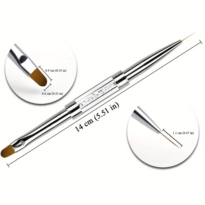 Stainless Steel Gel Brush for Builder, Rhinestone Handle Nail Brush, Nail Art & Color Mixing