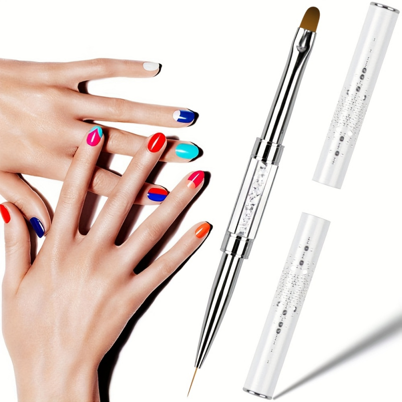 Stainless Steel Gel Brush for Builder, Rhinestone Handle Nail Brush, Nail Art & Color Mixing