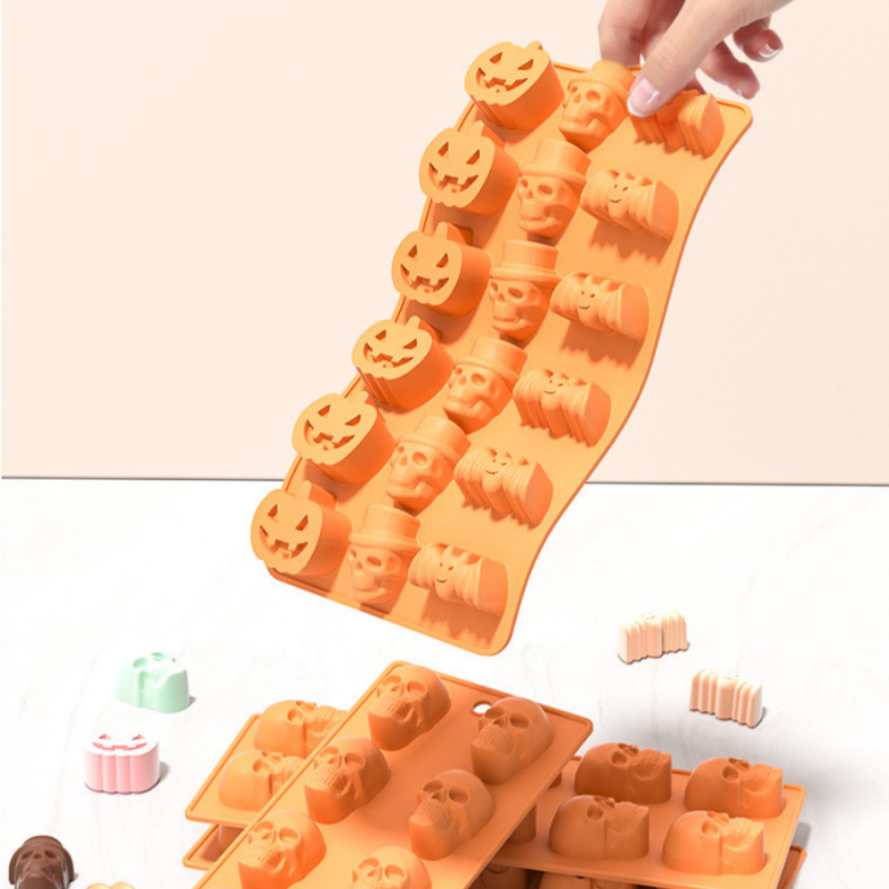 Pumpkin Skull Spider Bat Silicone Chocolate Mold for Cake Candy Cookie Ice Cube Jelly Molds