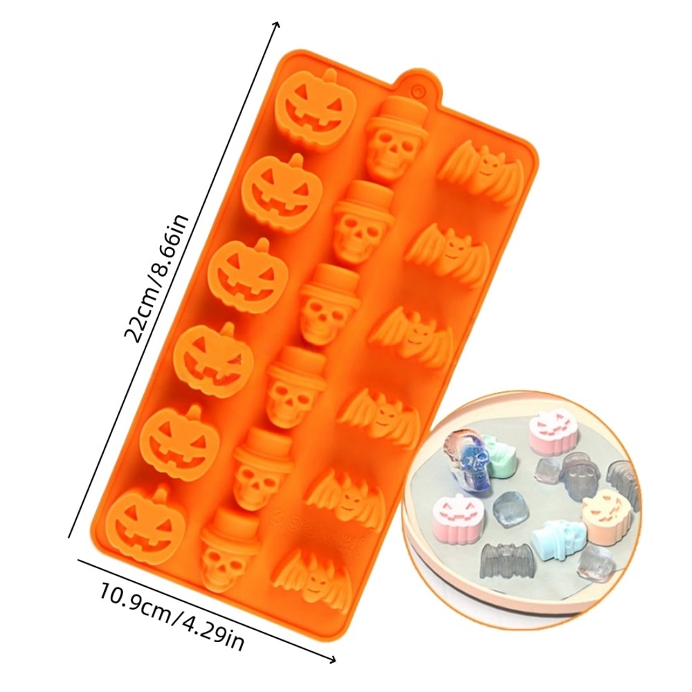 Pumpkin Skull Spider Bat Silicone Chocolate Mold for Cake Candy Cookie Ice Cube Jelly Molds