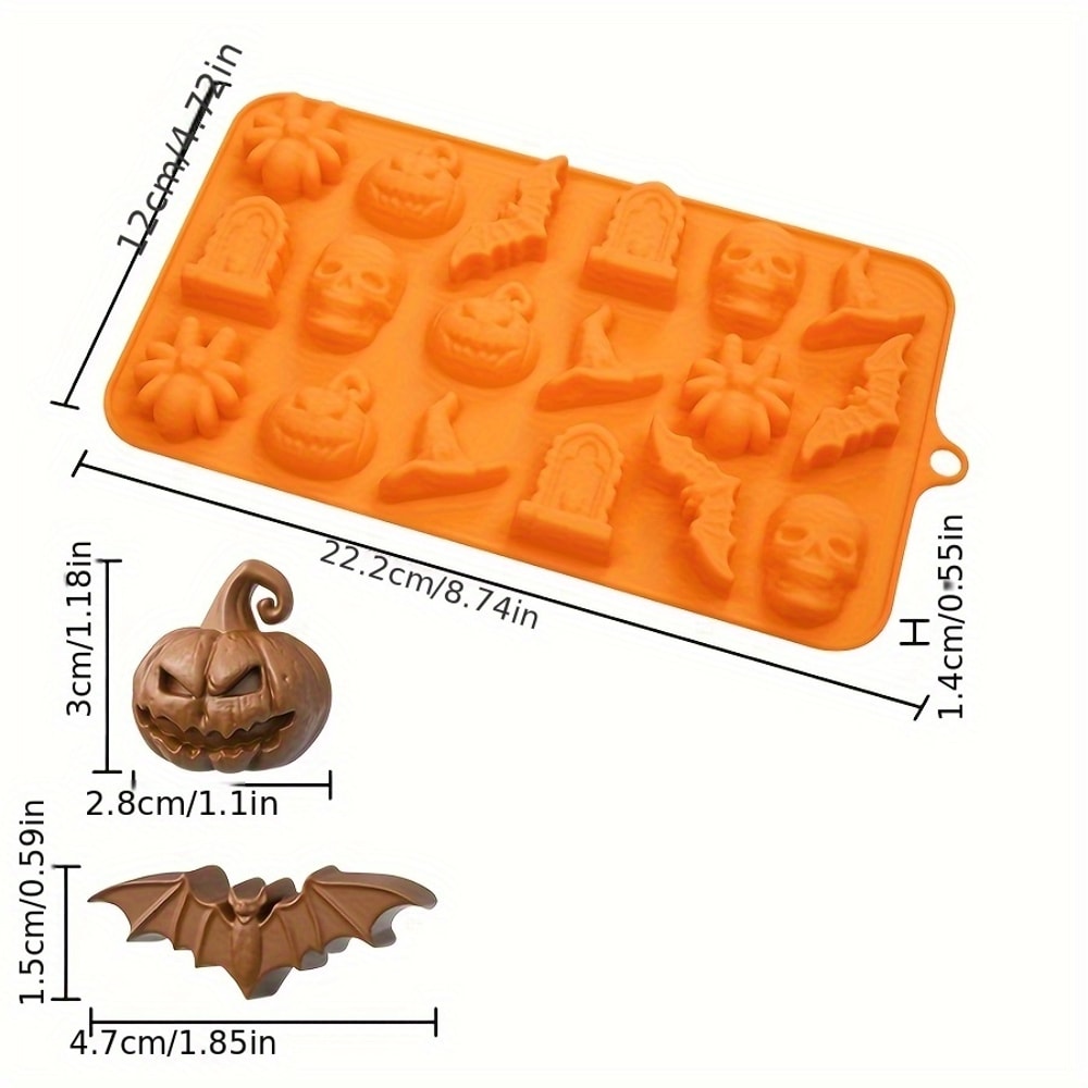 Pumpkin Skull Spider Bat Silicone Chocolate Mold for Cake Candy Cookie Ice Cube Jelly Molds
