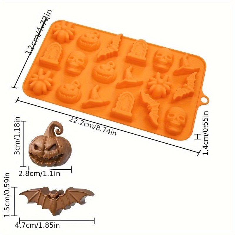 Pumpkin Skull Spider Bat Silicone Chocolate Mold for Cake Candy Cookie Ice Cube Jelly Molds