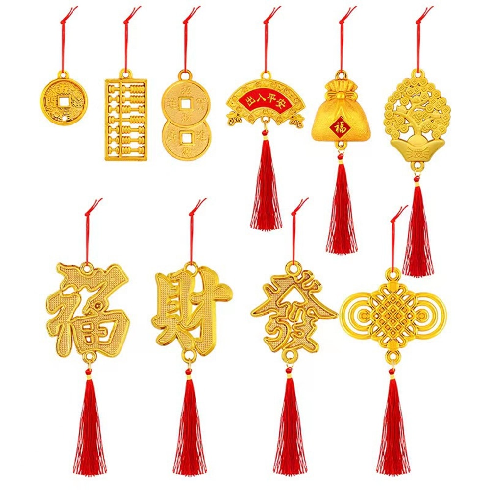 New Year Chinese Knot Small Pendant, Spring Festival Flower Bonsai Tree Hanging Decor for Home, Mall, and Company