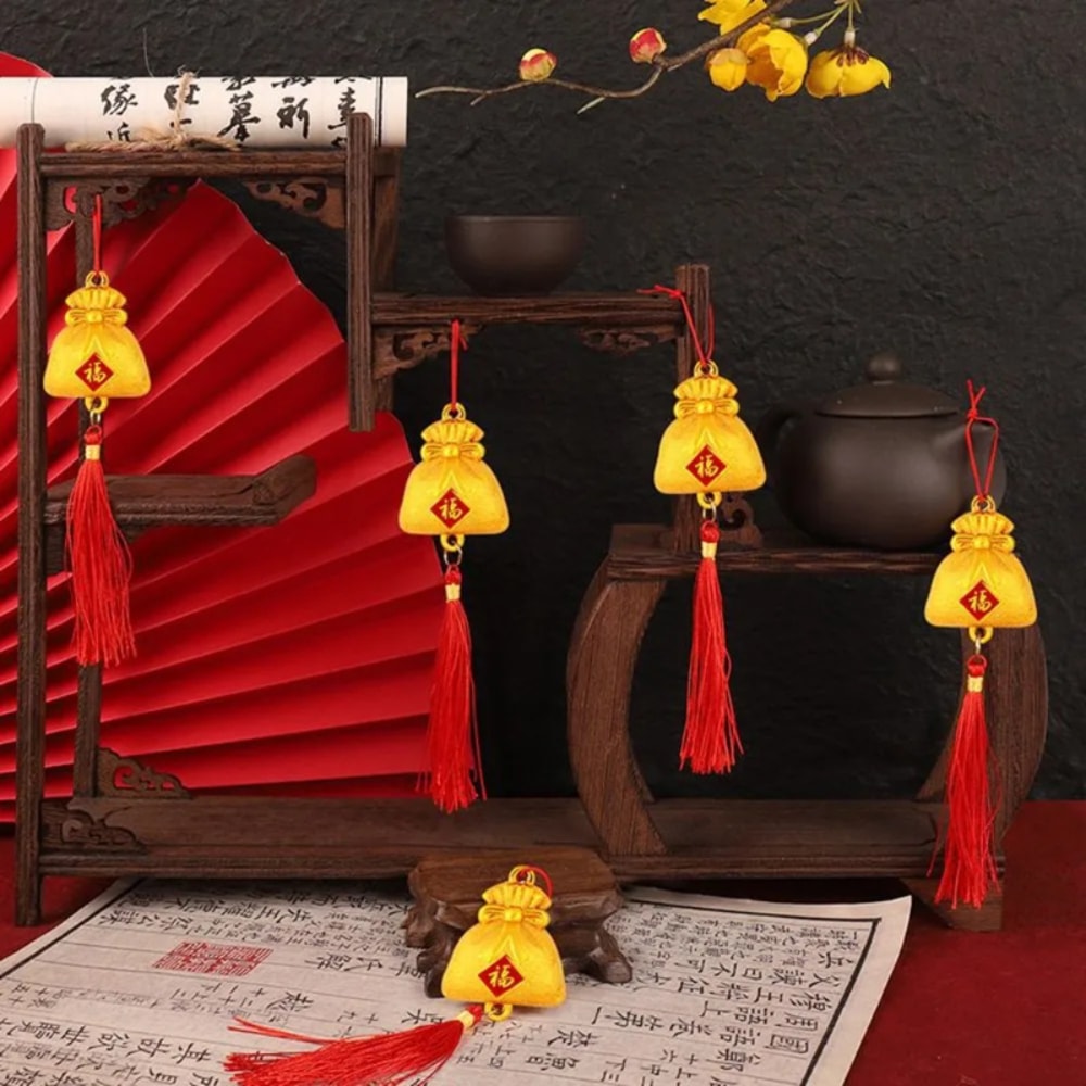 New Year Chinese Knot Small Pendant, Spring Festival Flower Bonsai Tree Hanging Decor for Home, Mall, and Company