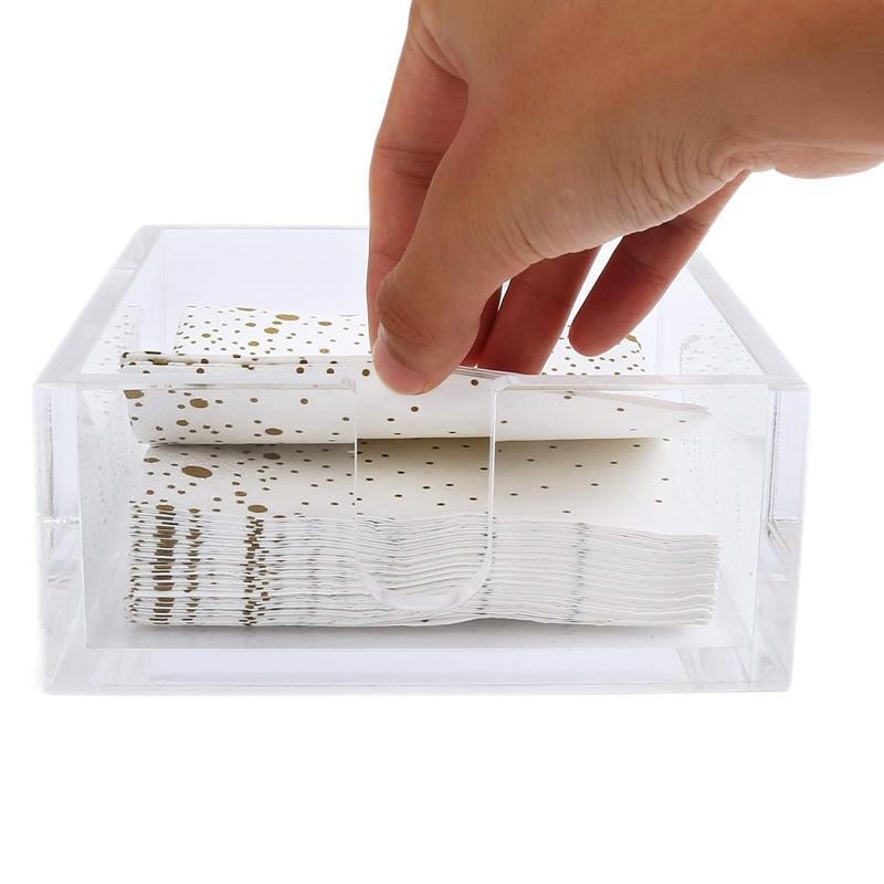 Transparent Square Acrylic Napkin Holder Tissue Box for Dining, Home, Restaurant Tabletop Storage Decor