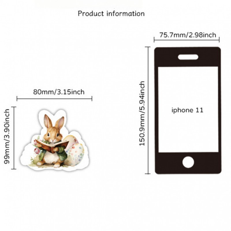 Cute Cartoon Bunny Decals, Easter Bunny Egg Stickers for Scrapbooking, Luggage, Notebook, Easter Cup Decorations, Holida