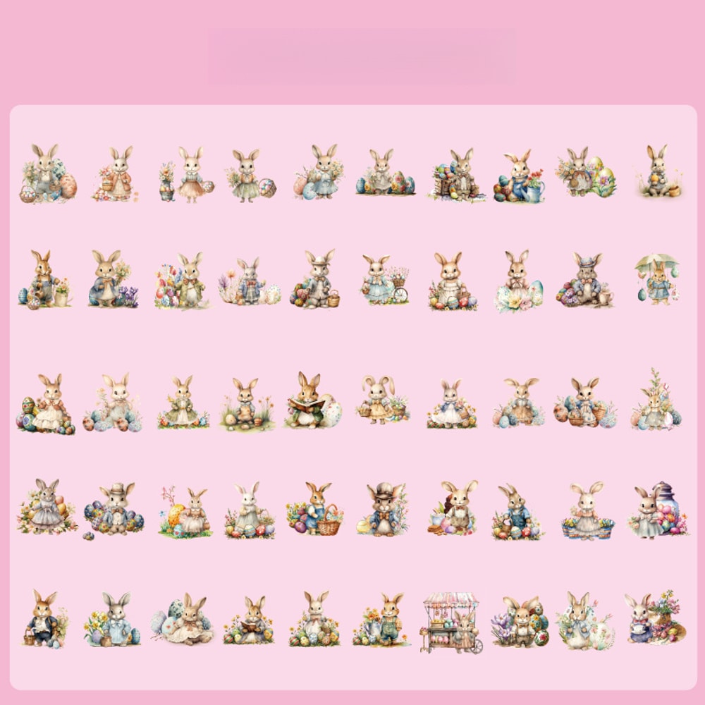 Cute Cartoon Bunny Decals, Easter Bunny Egg Stickers for Scrapbooking, Luggage, Notebook, Easter Cup Decorations, Holida