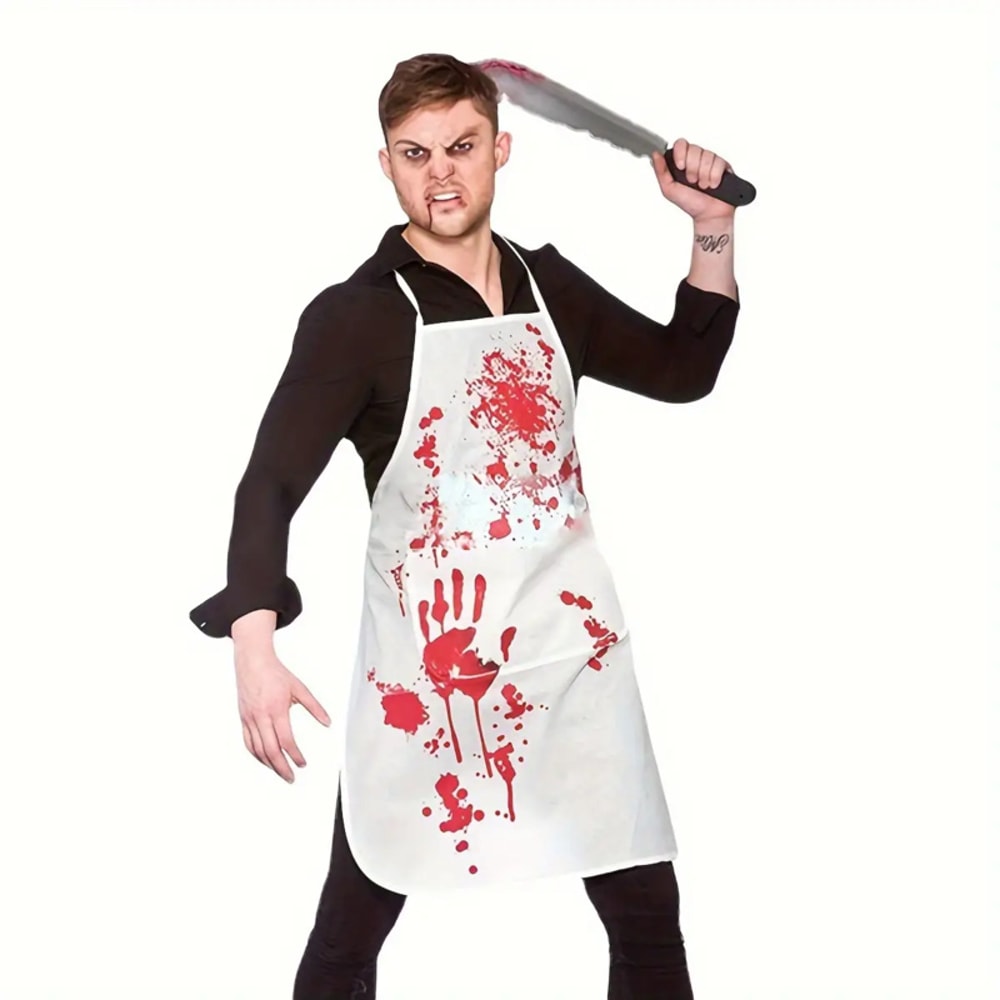 Halloween Blood Splatter Apron for Adults, Costume for Bar, Haunted House, or Party – Made of Polyester