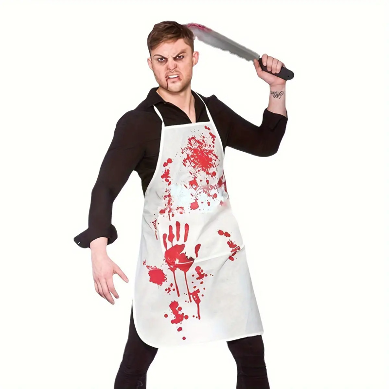 Halloween Blood Splatter Apron for Adults, Costume for Bar, Haunted House, or Party – Made of Polyester