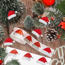 laser christmas hat stickers, cartoon decoration stickers, gift packaging box sealing labels for envelopes and gift bags